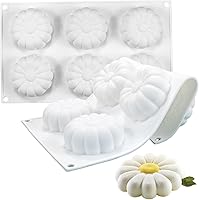 Vista 4 de 2PCS Sunflower Silicone Mold 6-Cavities Non Stick Flower Molds Silicone Baking Dish for Cake Muffin Cupcake Pudding