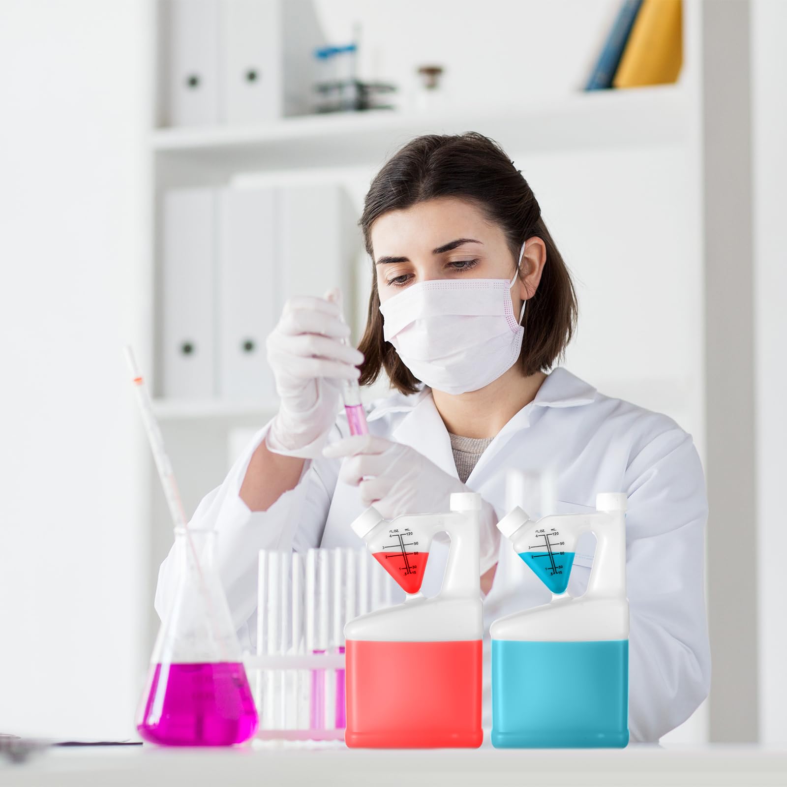 4 recipientes de medición de 32 onzas, botella de medición de plástico, capacidad de medición de hasta 4 onzas