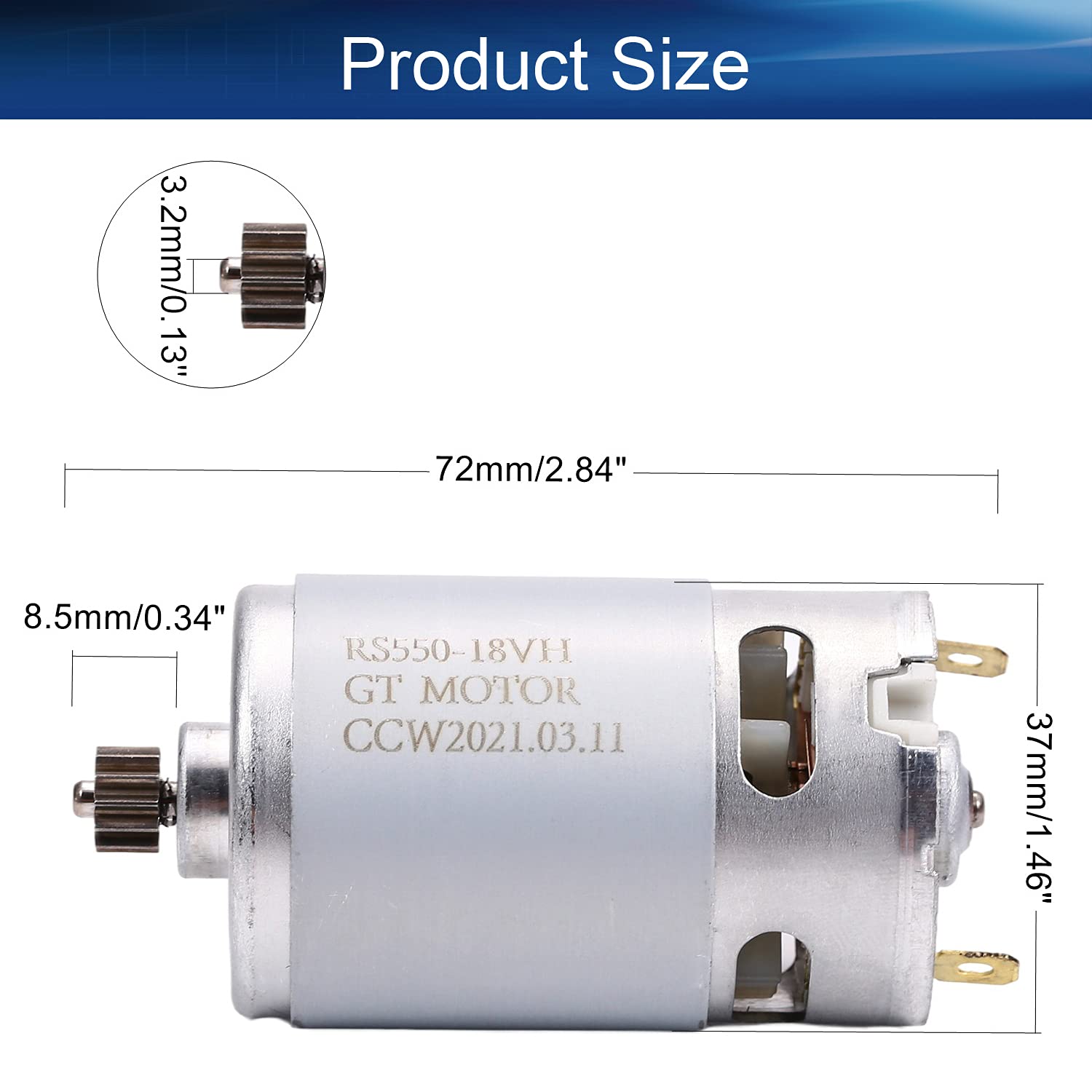 Heyiarbeit 20500RPM Electric Gear Motor 12 Teeth RS550 18V Motor Drive Engine Accessory for Power Wheels Children Ride On Car Replacement Parts