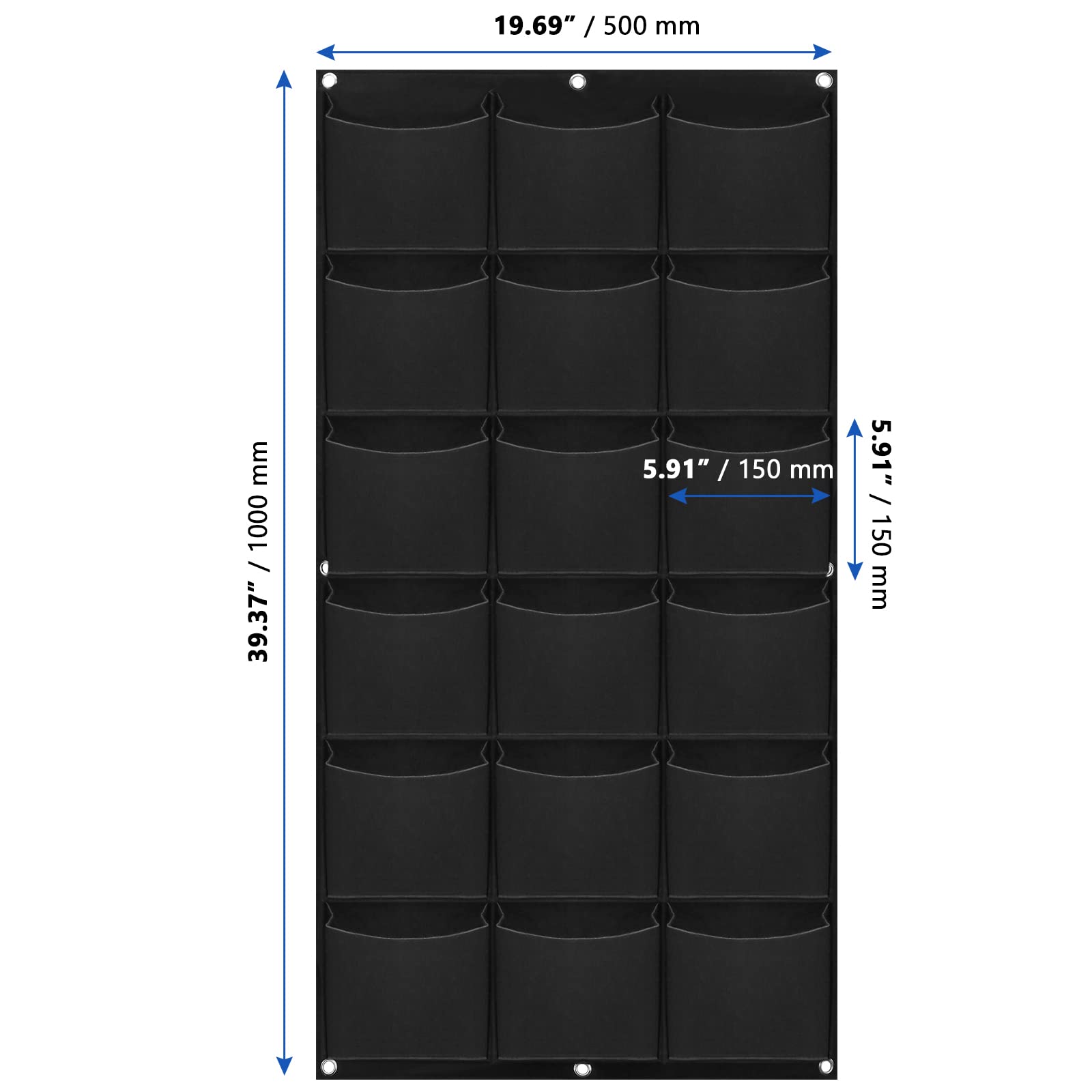 MANCHAP 2 Pack 18 Pockets Vertical Garden Wall Planter, Wall Hanging Grow Bags Planting Pockets for Indoor Outdoor Plants, Black - Image 2