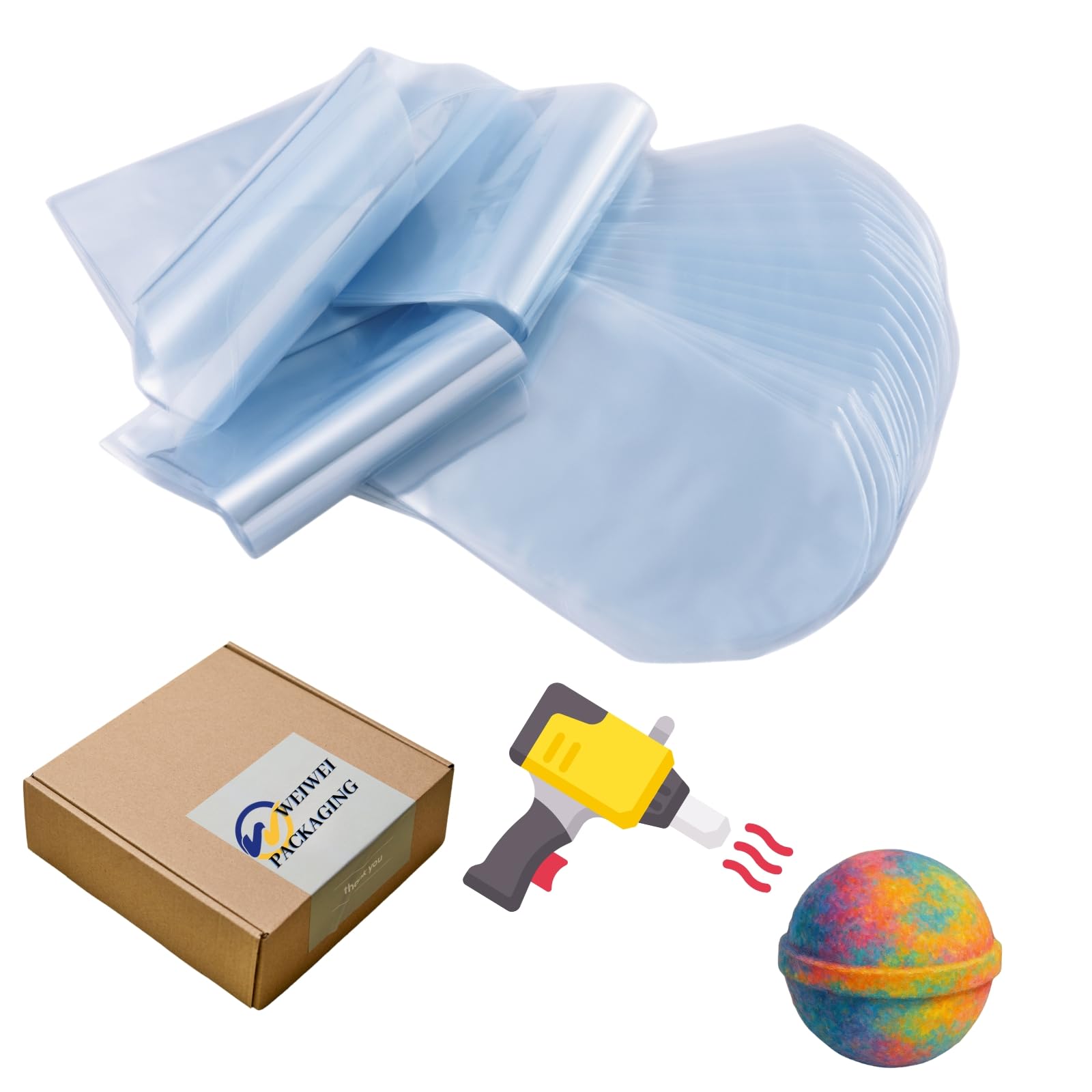 WEIWEI - 4" x 6" 500pcs Clear PVC Heat Shrink Wrap Bags with Vent Hole | Odorless Dome Shrink Bags for Bath Bombs, Soaps, Gift Packaging & Retail Display