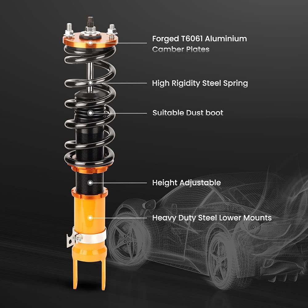 maXpeedingrods Coilovers for Honda S2000 2000-2009, Height Adjustable Coilovers Suspension Kit Struts, Preset Damping Shock Absorber Struts, Amortiguador Lowering Kit Gold