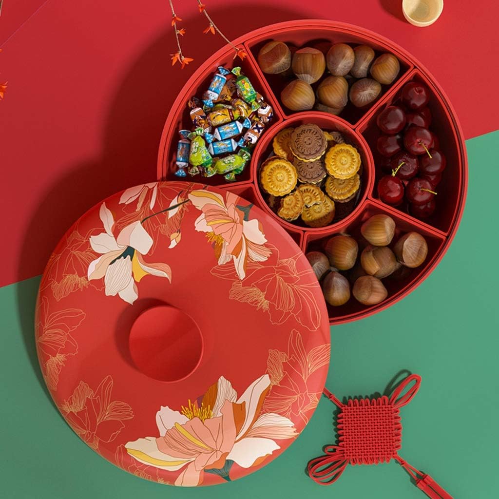 Creative Rotating Dried Fruit Box Living Room Candy Box Nut Box Chinese New Year Snack Storage Box Snack Box Candy Plate