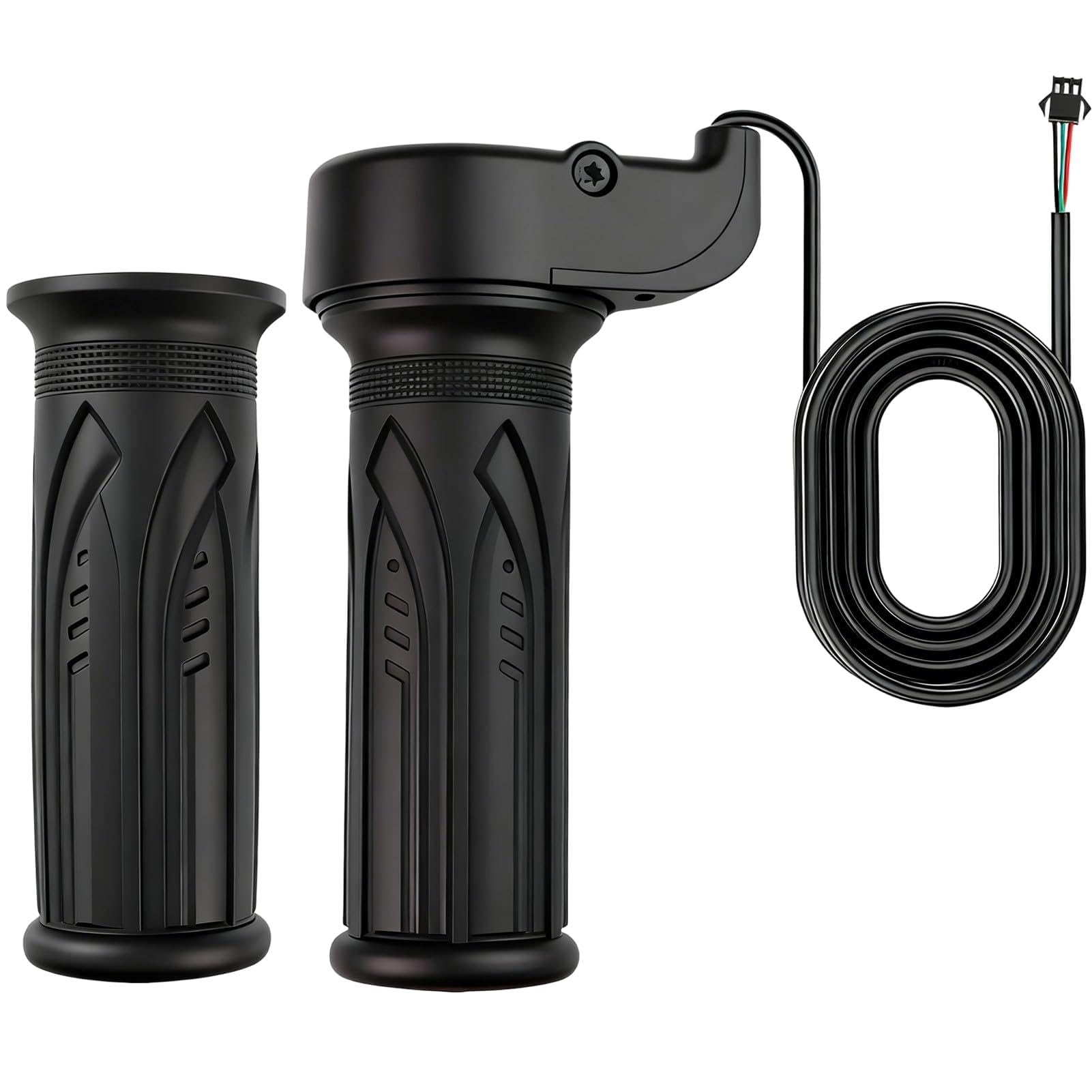 1 Pair E Bike Full Twist Throttle, 12V-72V 3 Pin Connection Electric Bike Throttle Twist Grip, Universal Throttle Twist Grip with SM Plug for Electric Bicycle Ebike Right Left Hand Grip 22mm Handlebar