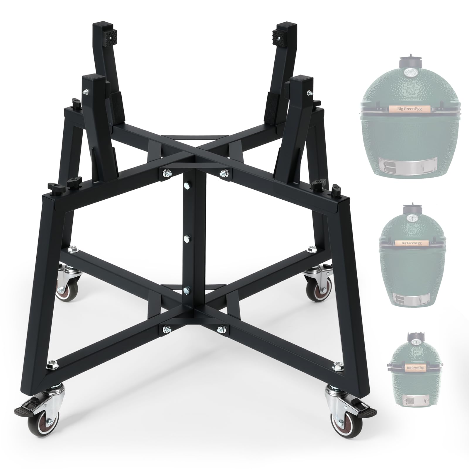 GVGBUK Green Big Egg Nest, Suitable for Various Sizes of Green Egg Nest Grill Racks, Adjustable in Size, Equipped with Heavy-Duty Locking casters.