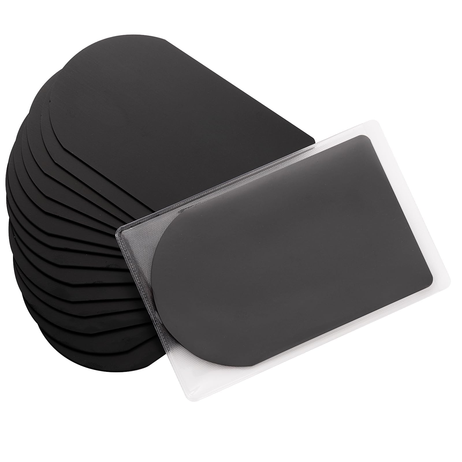 Tarjetas de visita de metal de aluminio grueso anodizado de 86 x 54 x 0,8 mm, 15 unidades, incluye fundas protectoras (esmerilado) (negro)