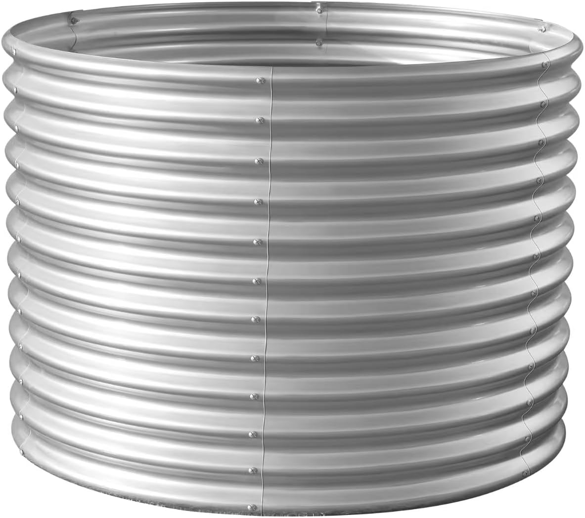 Land Guard 4×4×3ft Galvanized Raised Garden Bed Kit, Round Galvanized Planter Raised Garden Boxes Outdoor, Large Metal Raised Garden Beds for Vegetables, Silver Classic Silver 4×4×3ft