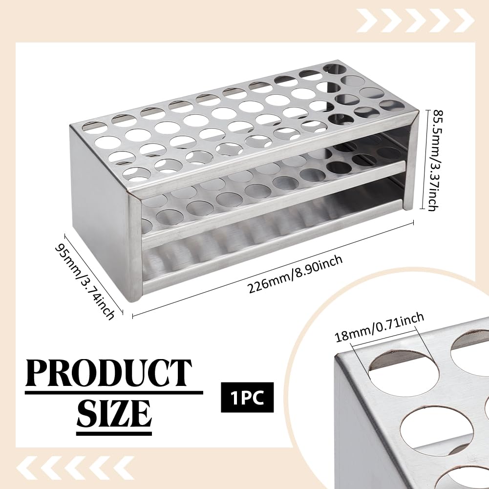 UNICRAFTALE 1Pcs Support de Tubes à Essai Acier Inoxydable Porte Tubes à Essai Portoir pour Tubes à Essai Supports de Présentation de Tubes Cylindriques Multi Usages Fournitures de Laboratoire 18mm