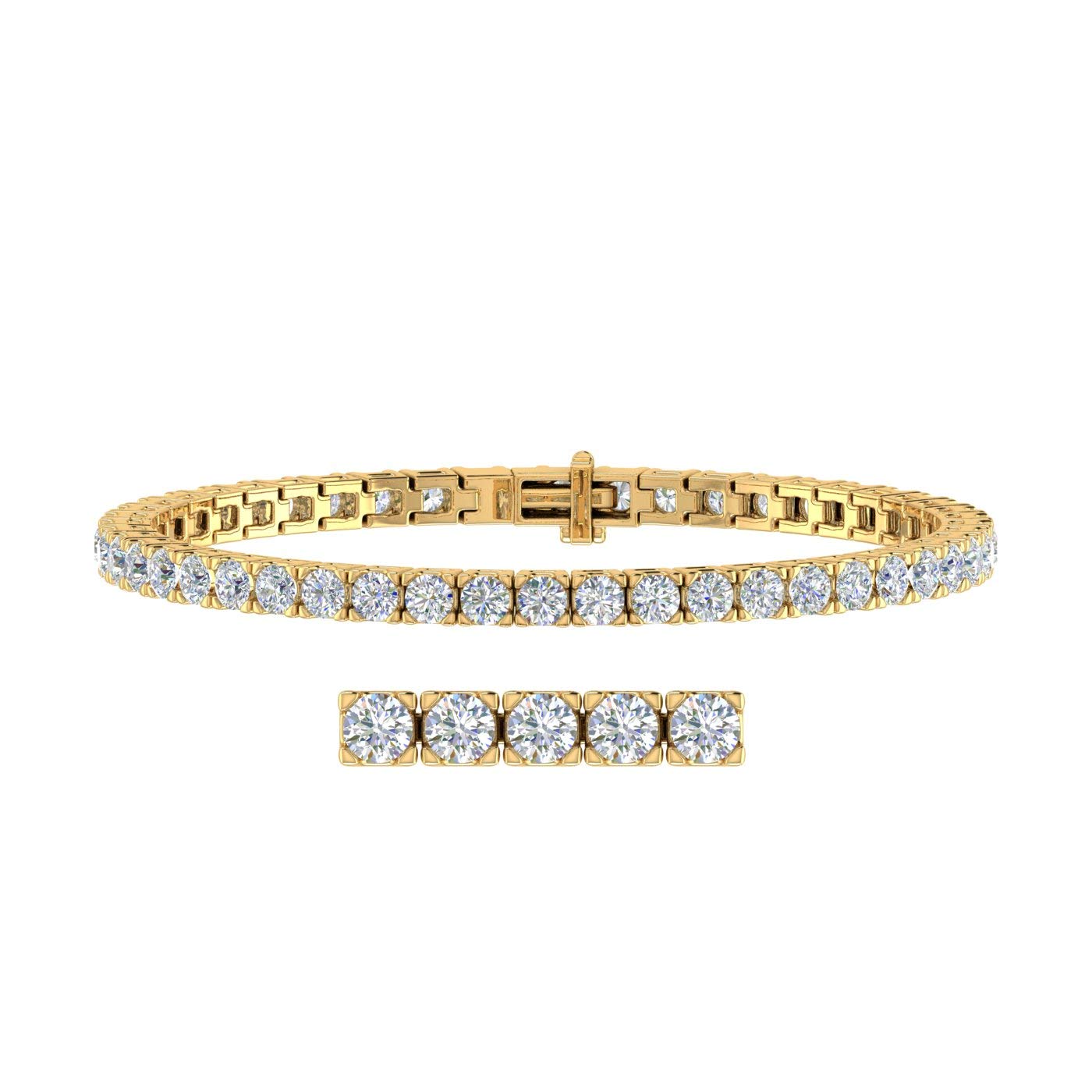 2 to 7 Carat Diamond Tennis Bracelet in 14K Gold (7 Inch) - IGI Certified (I1-I2 Clarity)