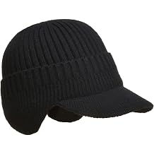 Men's Knit Hat - Warm Double Knit Cuffed Beanie Cap | Warm Pinna Hat Knit Casket Hat Winter Hat with Visor for Men Outdoor Activities
