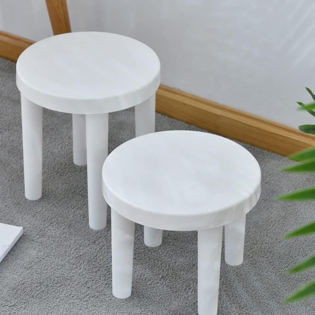 Plastic Multi-Purpose Step Stool Household Shoe Changing Stool Bathroom Sitting Stools Footstool for Living Room Bedroom Padded Seat