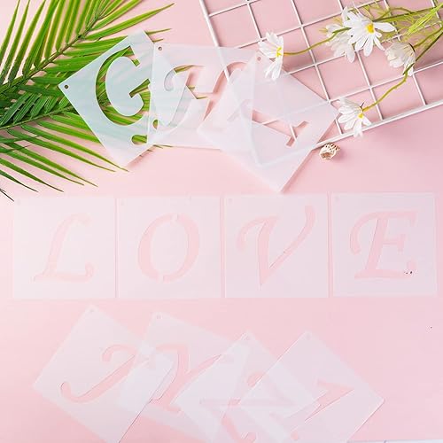 Miniatura 3 de Eage Plantillas de letras del alfabeto de 2 pulgadas, 68 piezas de plástico reutilizables con símbolos de letras y números, kit de plantillas para