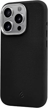 Hybrid Silicone Case with Metal Keys and Metal Lens Frame with Unscratched and Fingerprint-Free Leather Look Compatible with MagSafe for Minesk iPhone 17 Pro Max (Black, 17 Pro Max)
