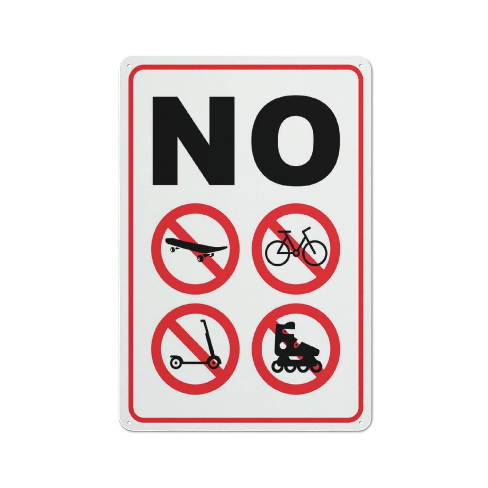Compladeta No Skateboarding, Bicycle, Roller Blading And Scooter Riding Sign Outdoor Metal Sign - 12 X 8 Metal Signs For Business, Workplace, Office,
