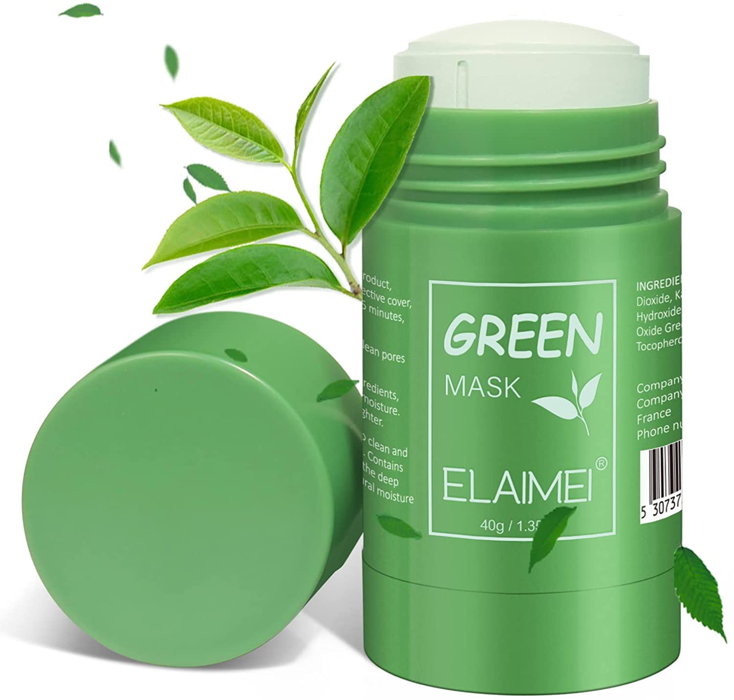 Bieyoc Green Tea Face Mask, Portable Purifying Clay Deep Clean Pore Greentea Rolling Masks, Moisturizes, Oil Control, Exfoliating, Anti-Acne Skin Smearing Mask for Women Men