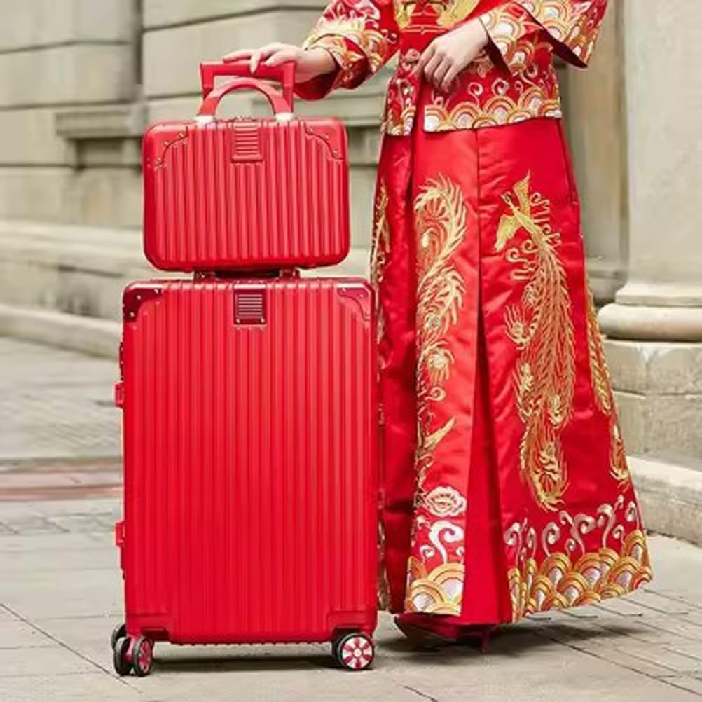 Suitcase Large Luggage 4 Wheels Lightweight Zipperless Hardshell Lightweight Luggage Sets 2 Piece,Red,26in