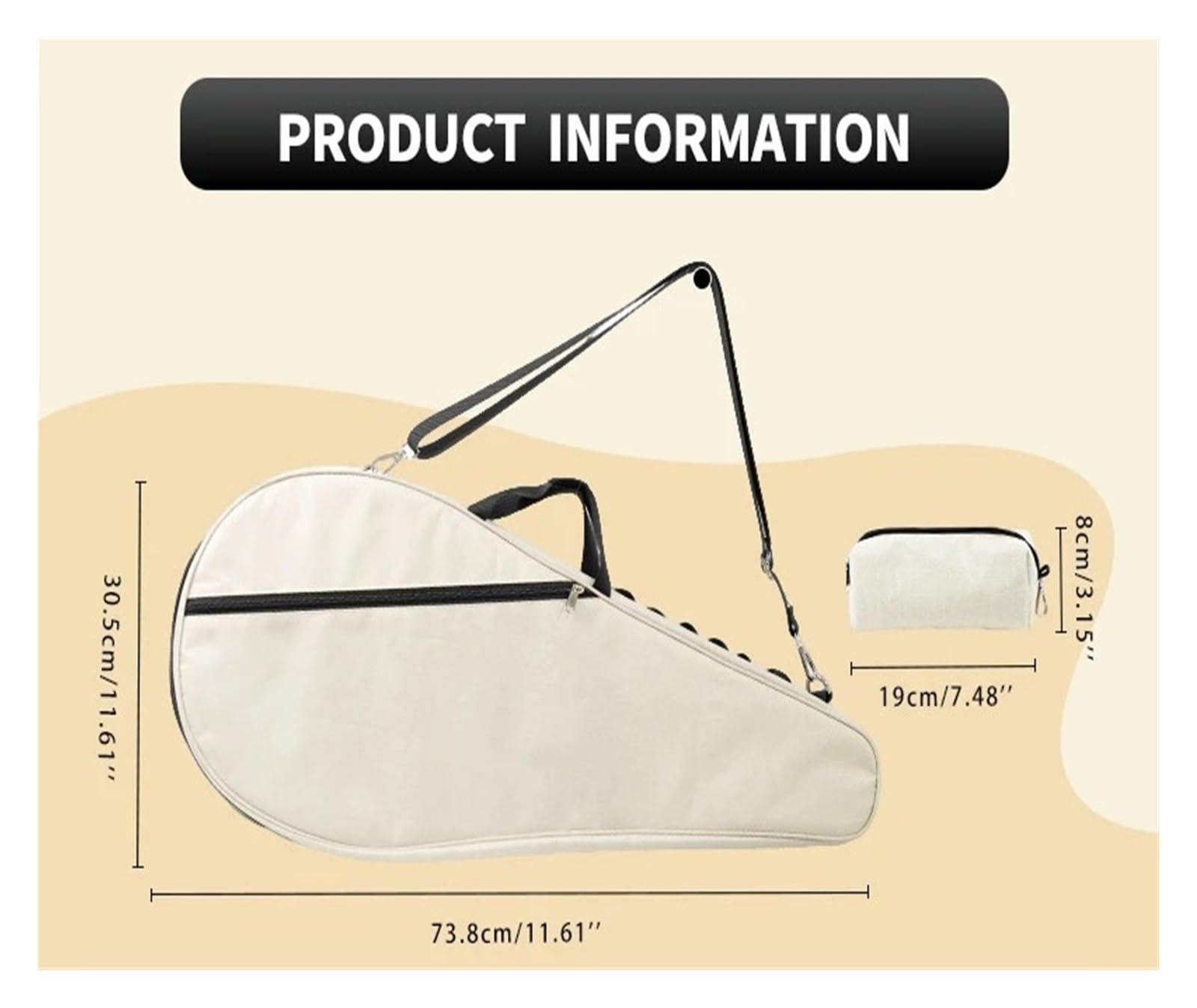 Custodia for Racchetta Da Badmiton Tennis for Varie Racchette Spalla Unisex In Fibra Di Carbonio Eva Con Faccia Morbida