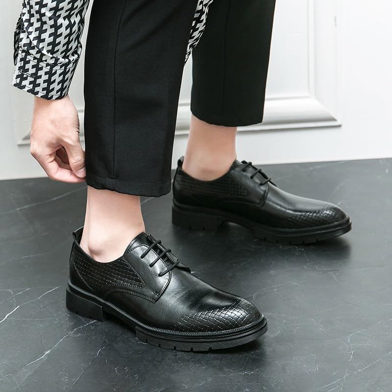 Men's Comfortable Tuxedo Shoes Formal Derby Shoes Mens Sneaker Low Top Lace Up Pointed Toe Casual Oxford Shoes3