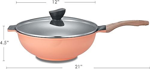 Miniatura 2 de Concord Sartén antiadherente de 13 pulgadas INOBLE Wok Sartén para freír. Revestimiento inoble japonés premium (rubor)