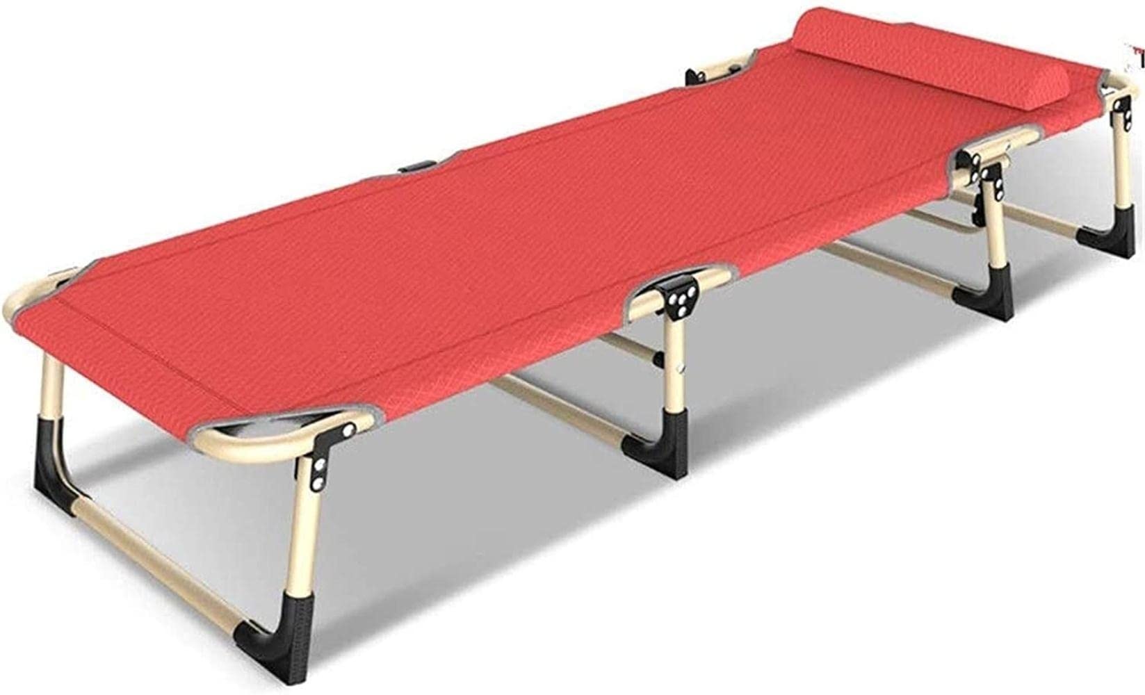 Chaise longue pliante orange 193x68x30cm avec dossier réglable pour camping et jardin