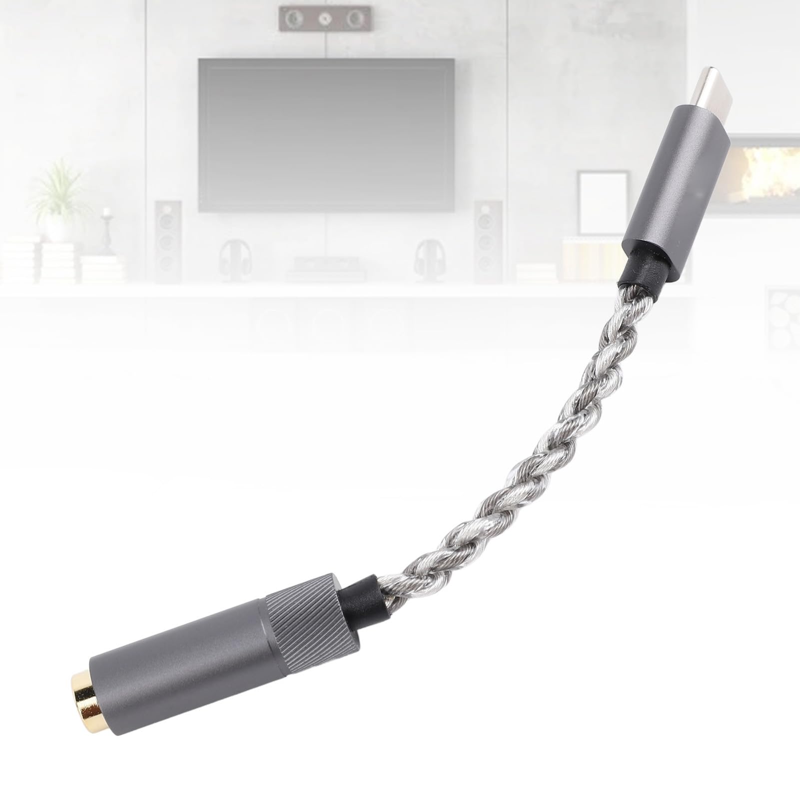 Fockety USB Typ C auf 4,4 Mm Symmetrische Buchse, HiFi-Kopfhöreranschluss-Adapterkabel CX31993 Chip Cooperized Silber 384 KHz/32 Bit Typ C auf 4,4 Mm Sound-Adapterkabel 120 Mm für