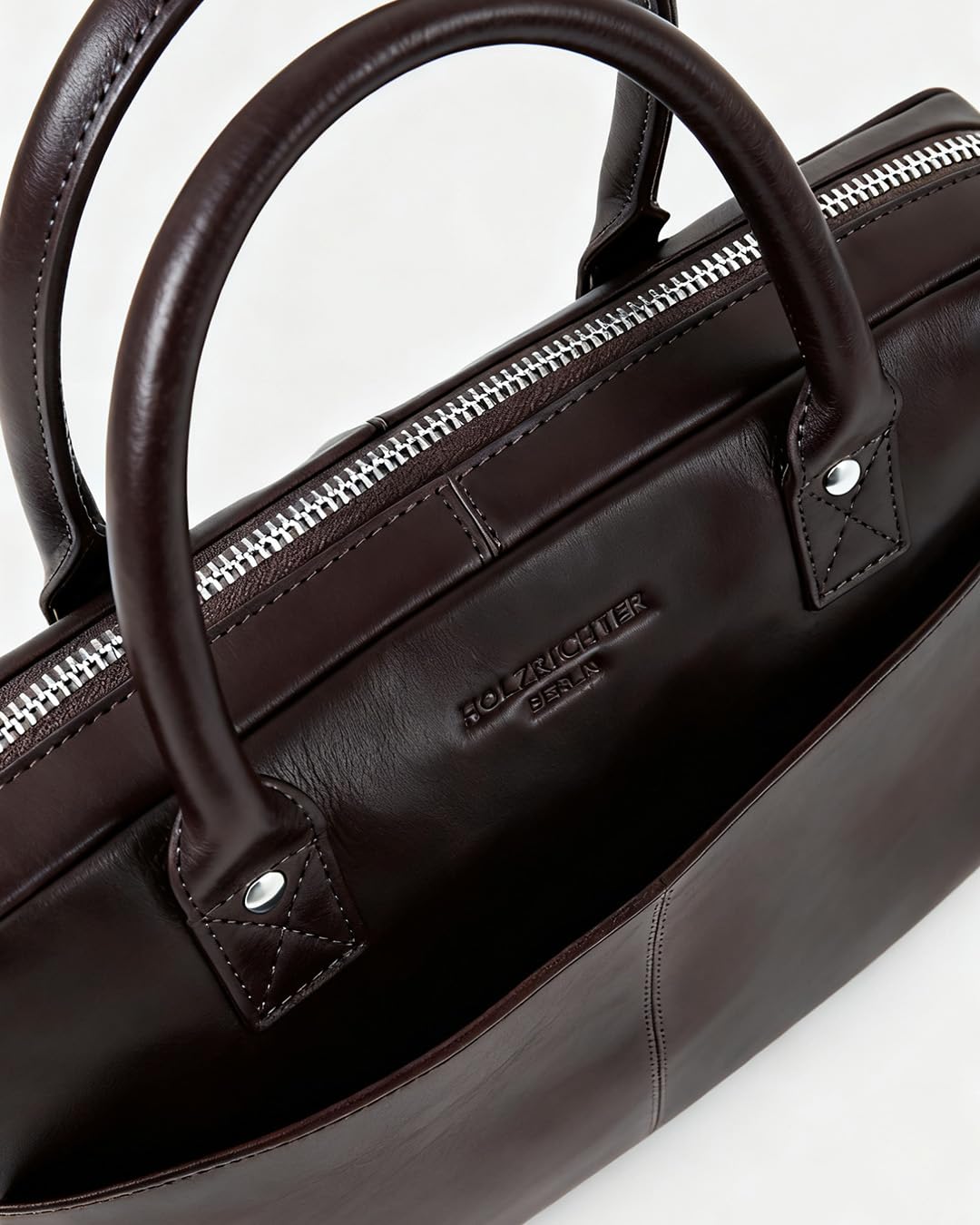 HOLZRICHTER Berlin - Große Aktentasche aus Leder (No 1-1), 30 x 39 x 10 cm Laptoptasche für Herren, Hochwertiges 15" Briefcase für die Arbeit, Businesstasche