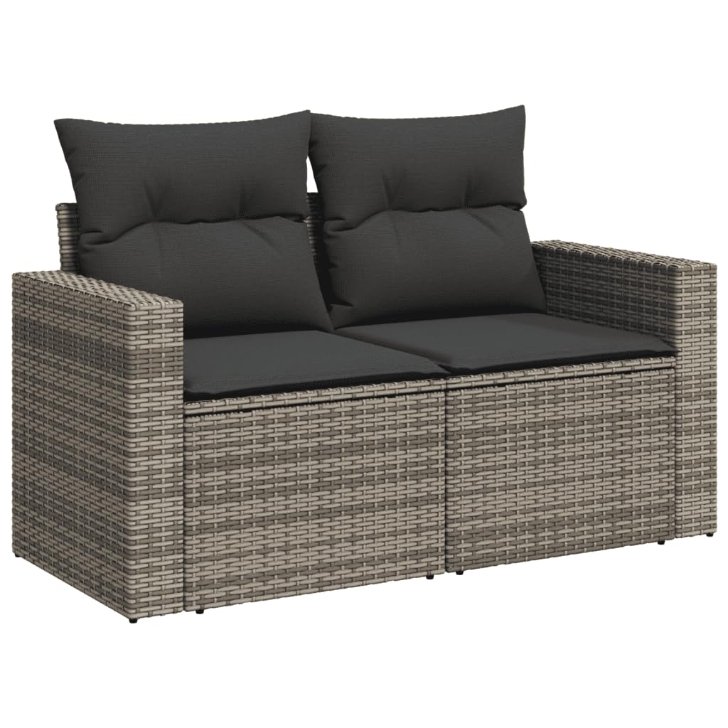 vidaXL Garten Sofa Garnitur 5-TLG., Gartenmöbel Set mit Kissen Stauraum, Sitzgruppe für Garten Terrasse, Modular Gartensofa Lounge, Grau Poly Rattan