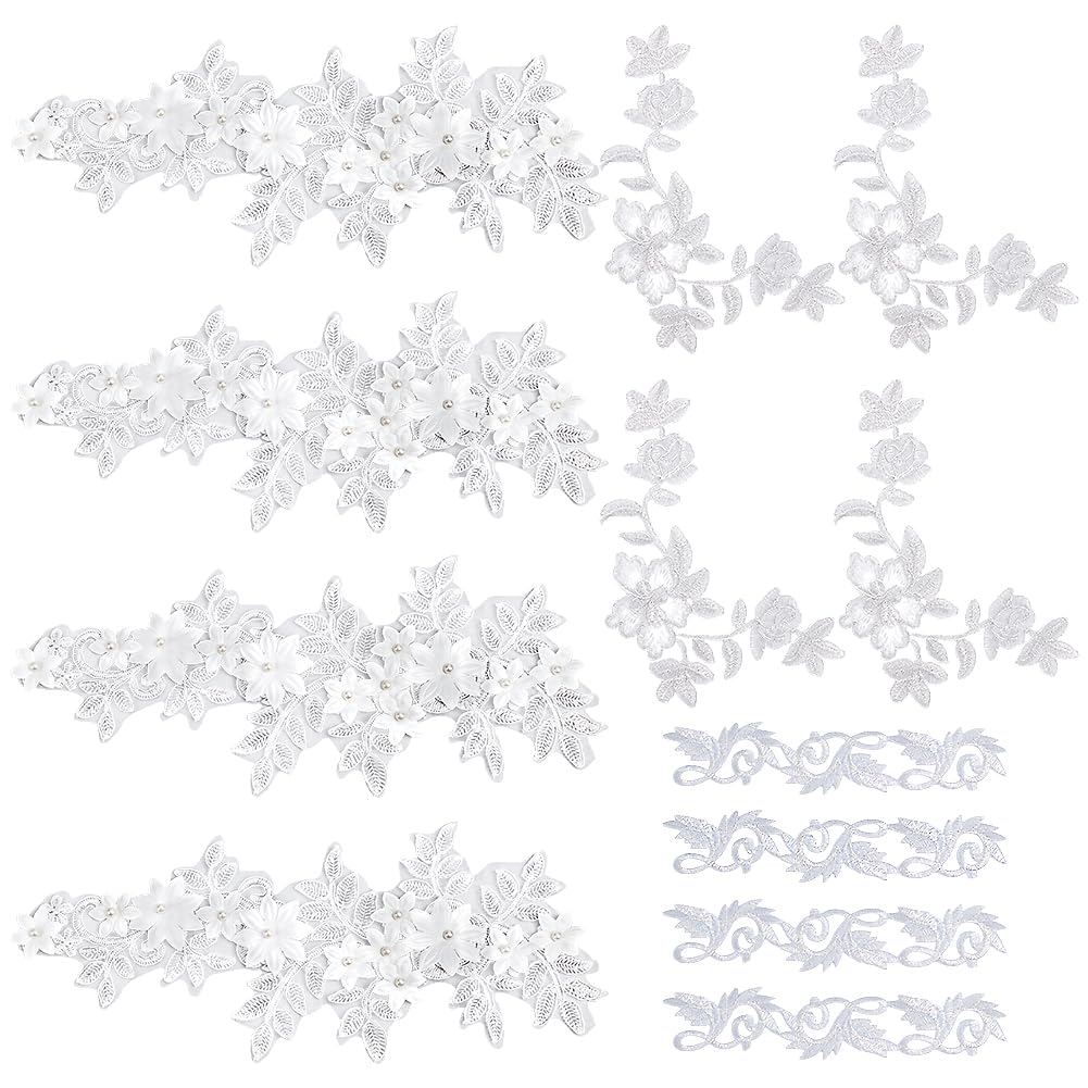Écussons brodés fleurs blanches NBEADS patch thermocollant vêtement sac jean réparation couture