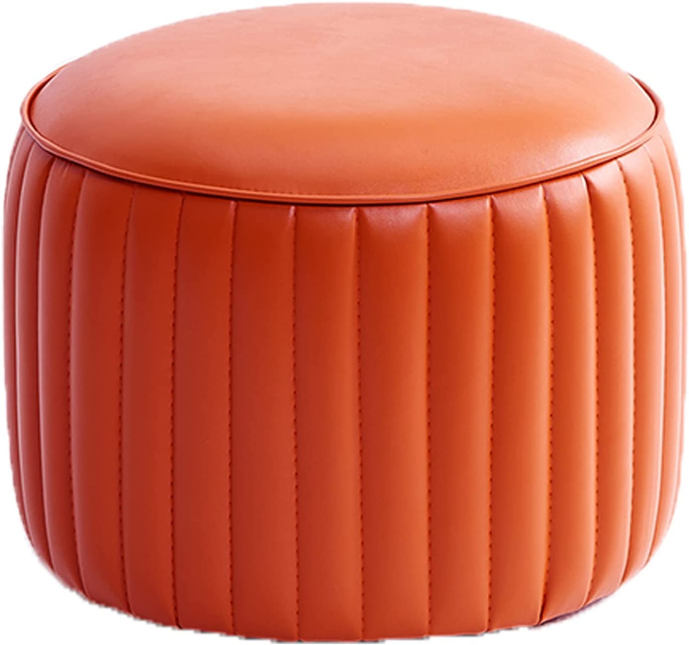 Tabouret à langer ottoman rouge orange en cuir pour chambre
