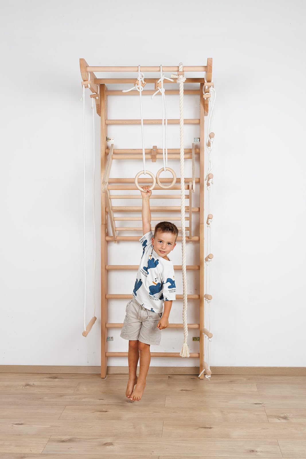 Sprossenwand, Klettergerüst Kinder-5-220, Indoor Holz Sportgerät, Kletterwand, Turnwand, Gym