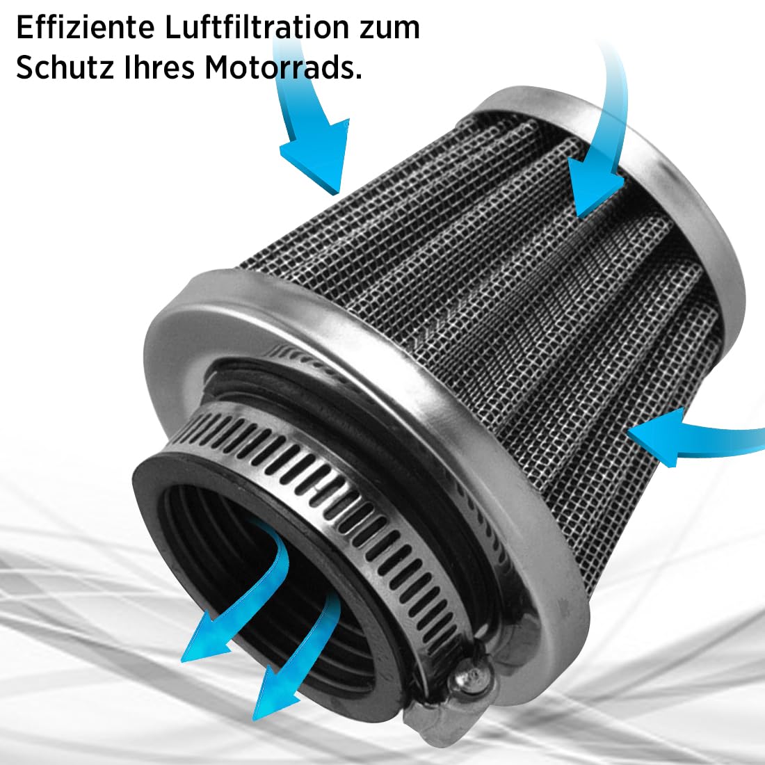Evermotor Luftfilter 52-54 Mm – Für Motorrad, Scooter, Quad (50-150 Cc), Passend Für Honda, Yamaha, Kawasaki, Suzuki