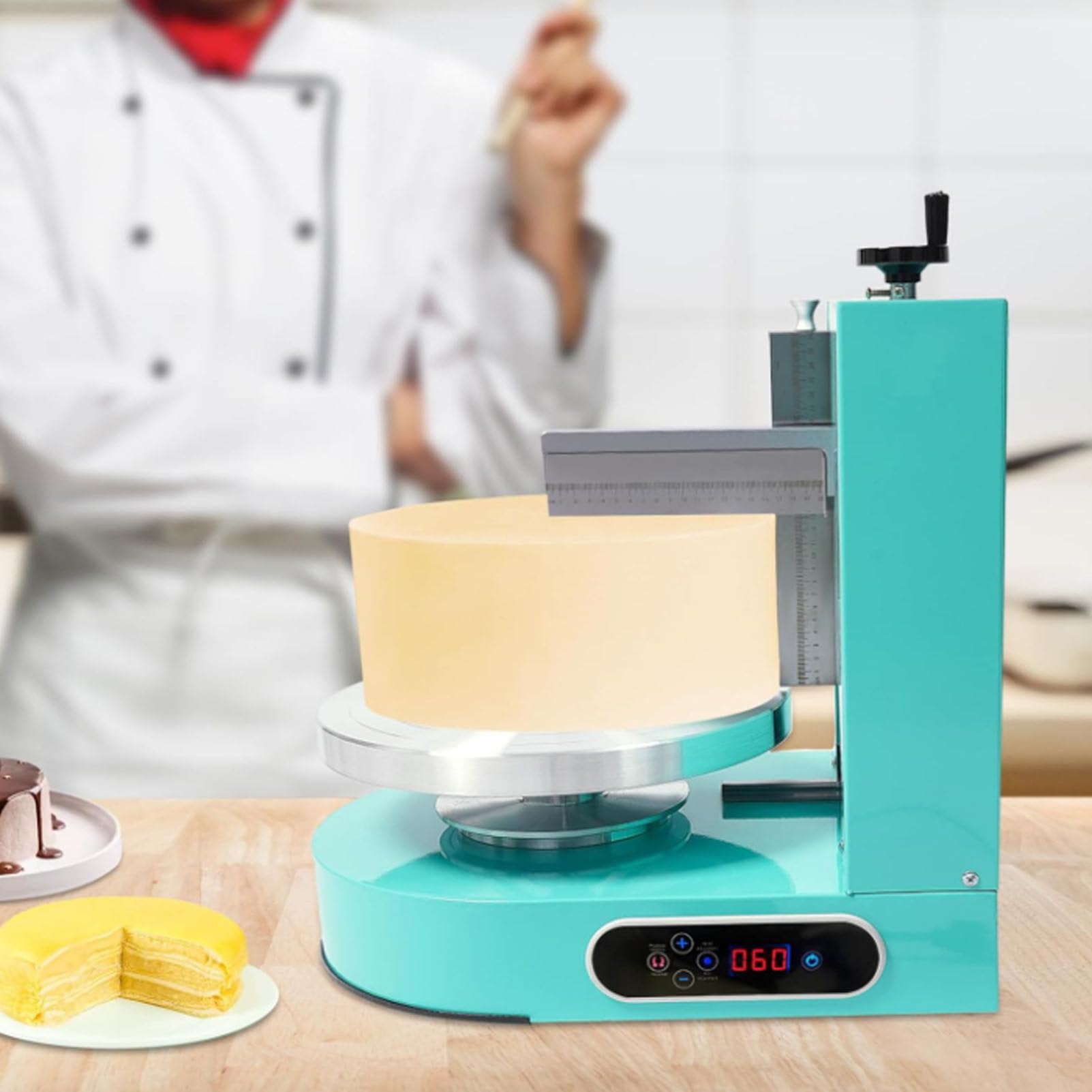 Máquina automática para glaseado de Pasteles, untadora de Crema para Alisar y Cubrir Pasteles de 4 a 12 Pulgadas - Esparcidora eléctrica de Crema para Pasteles de cumpleaños