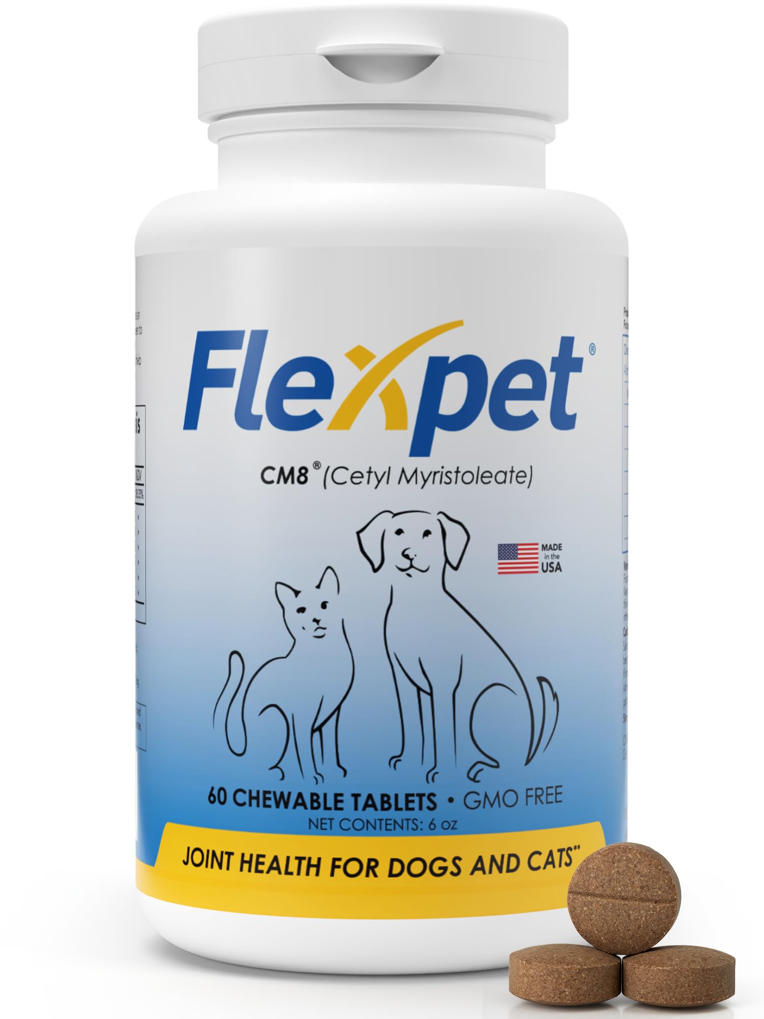FlexPet Hip & Joint Supplement for Dogs & Cats with Cetyl Myristoleate, Glucosamine, Collagen, MSM - Advanced Joint Support for Mobility, Senior Pets, Small & Large Breeds - 60 Tablets (Pork Liver)