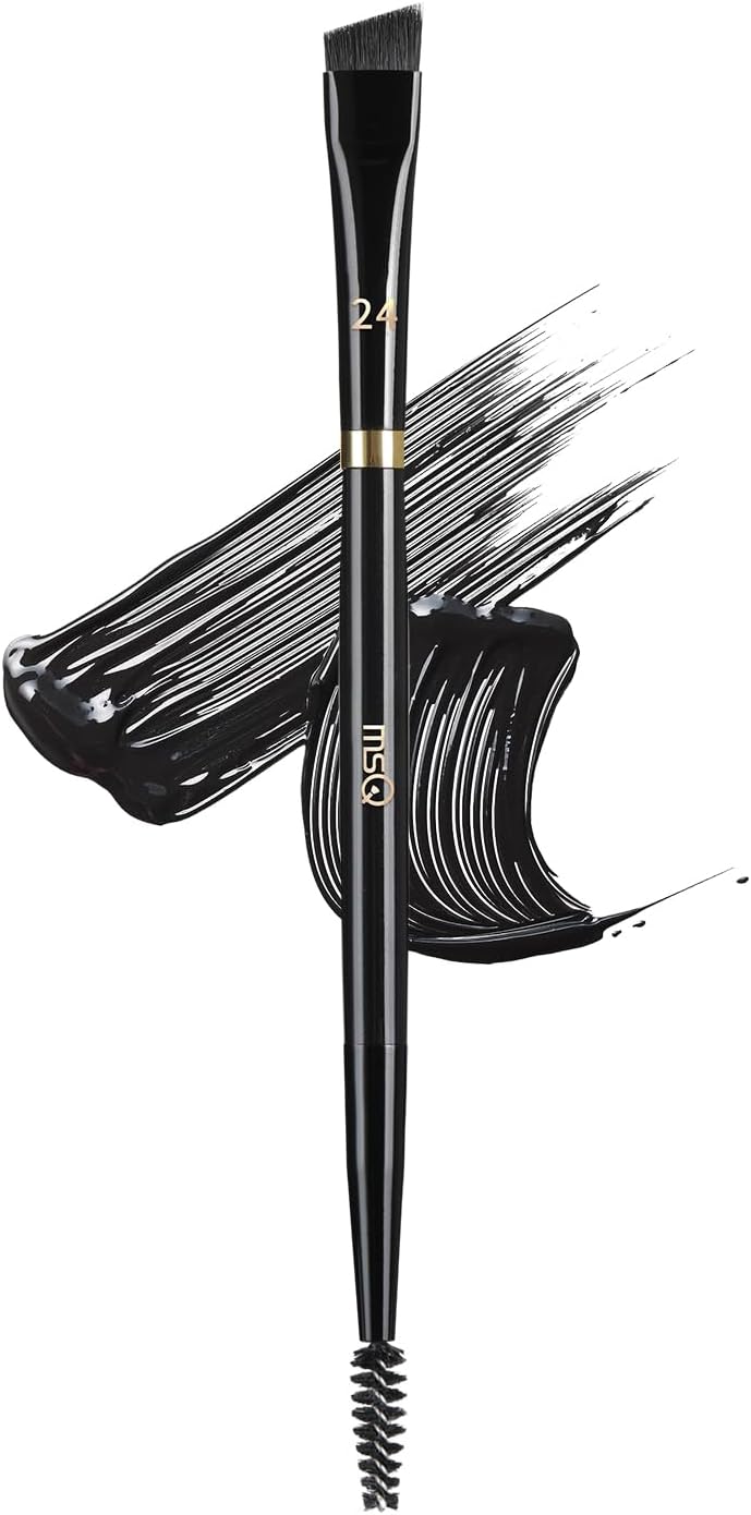 MSQ 2 in 1 Duo Eye brow Brush Angled Eyebrow Brush and Spoolie Brush Black