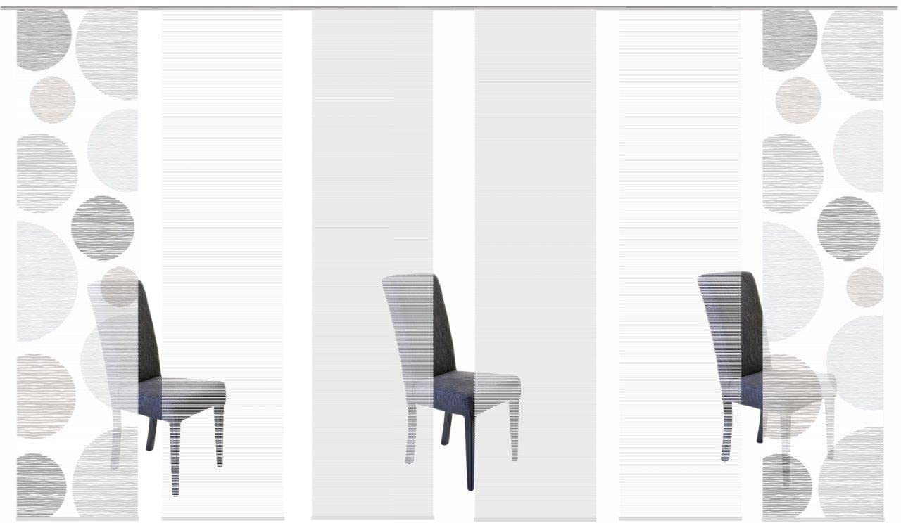 Vision S 96553 6er-Set Schiebegardinen Borden halbtransparenter Stoff in Bambusoptik 6X 260x60 cm, Farbe:grau