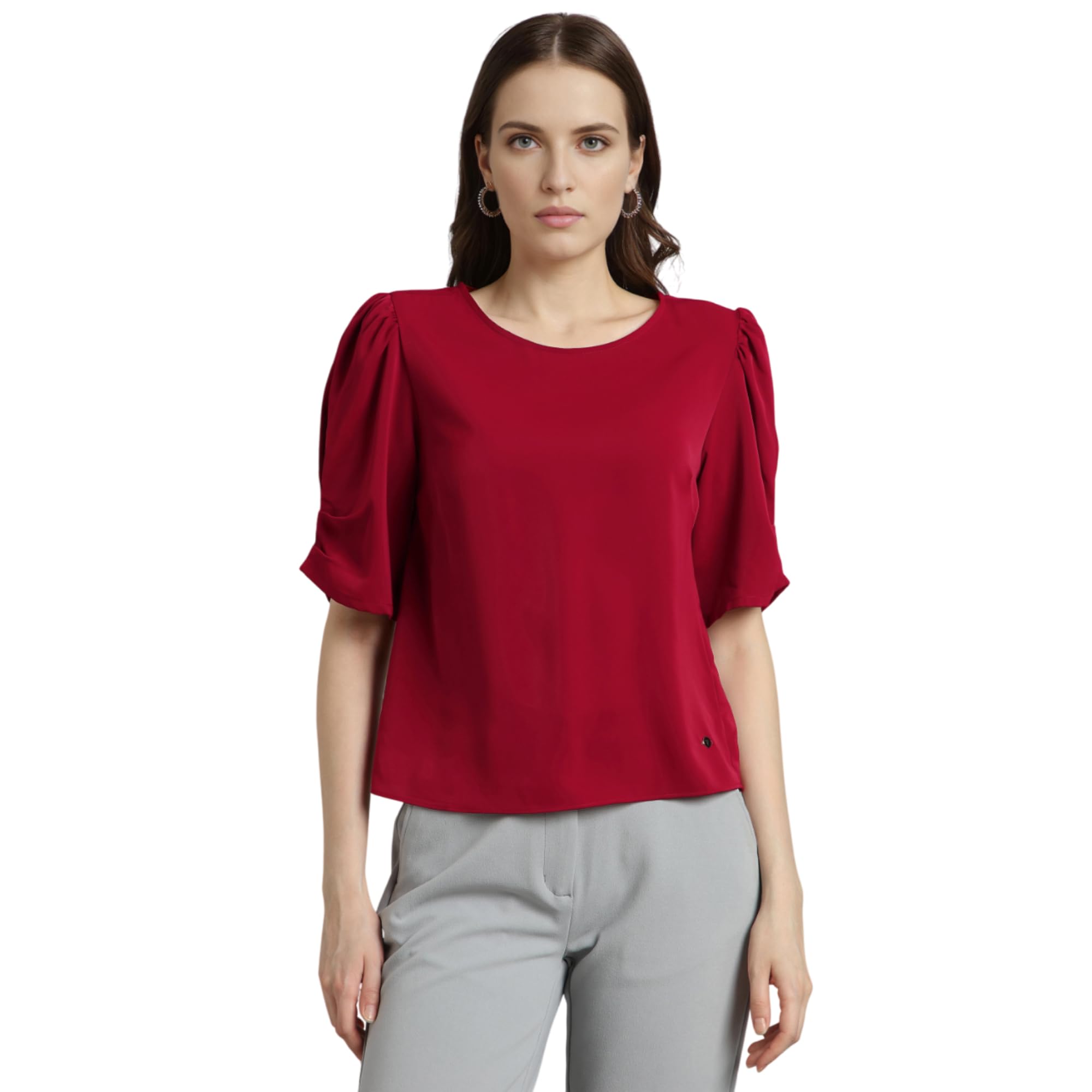 van heusen Women's Regular Fit Half Sleeve Round Neck Formal Top-picture-37