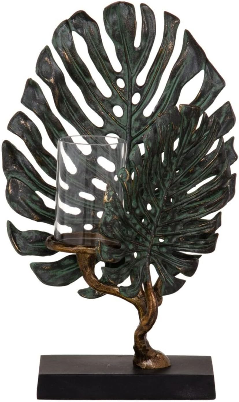 Candle Holder 28 x 10 x 45 cm Glass Metal Copper Green