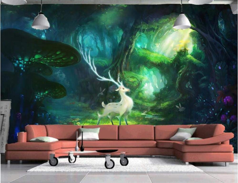 Papier peint 3D forêt fantastique pour agrandir un salon sombre