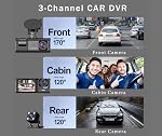 3 Chaîne Ultra HD Caméra Dash, intérieur et arrière avant, WiFi, GPS, DVR, Capture de mouvement, 24H Surveillance des parcs