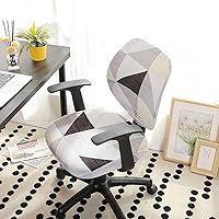 Vista 8 de LINGXIYA Funda de asiento elástica dividida, fundas para silla de computadora de oficina, funda de silla giratoria impresa, fundas protectoras