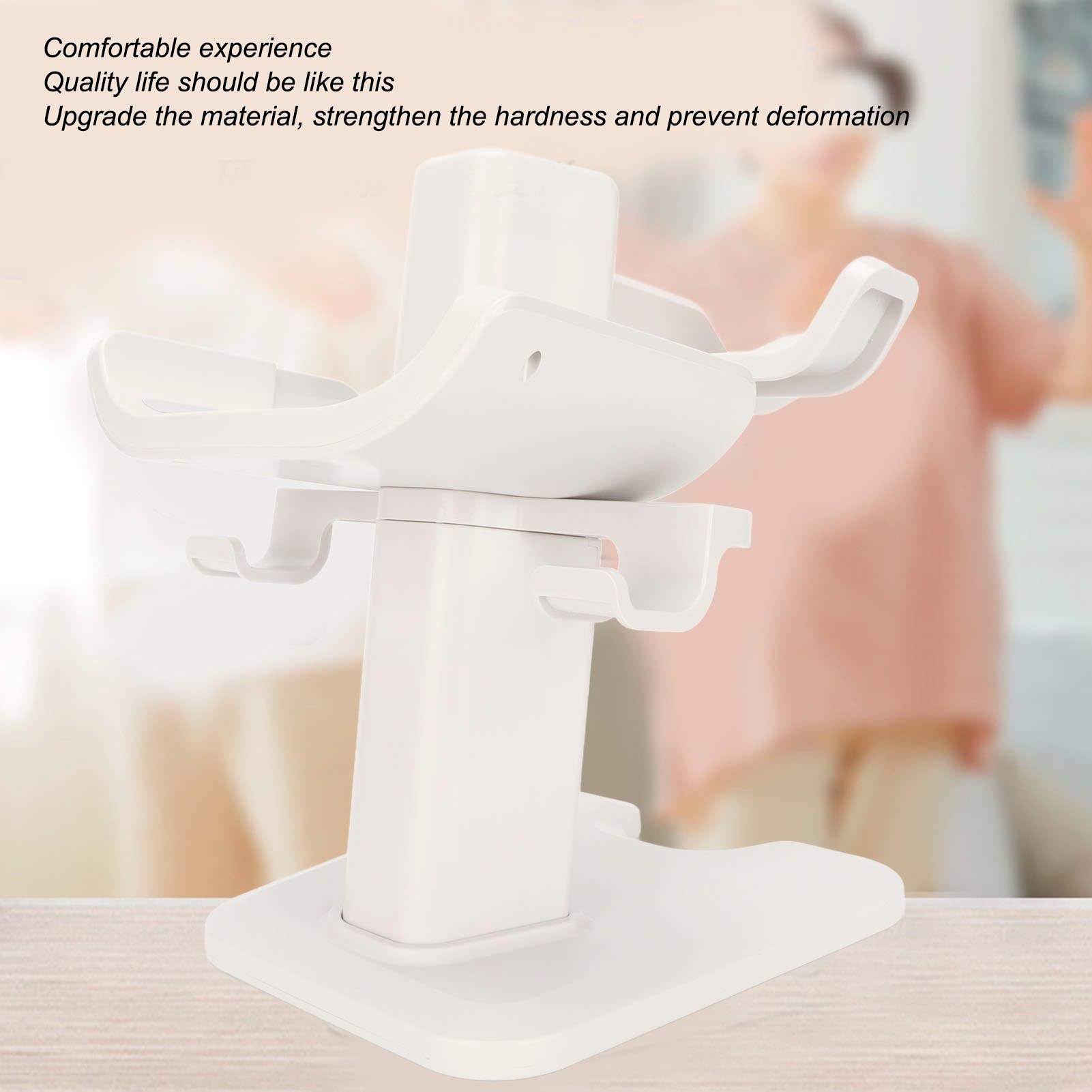 Supporto VR per 2, supporto display per visore VR, staffa protettiva verticale con spugna antiscivolo e base rotonda robusta per occhiali VR e controller touch (Bianca)