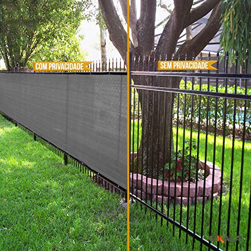 Tela Cerca CK200 Privacidade Com Acabamento Cor Cinza Proteção Shade Metro Linear 200G/M² 2x1