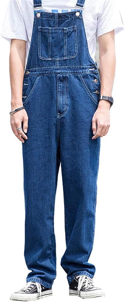 ENEN Mens Denim Work Overalls Bib and Brace Dungaree Overalls Trousers Casual Retro Combat Cargo Bib Overalls Jeans Jumpsuits Multi Pocket Workwear Trousers