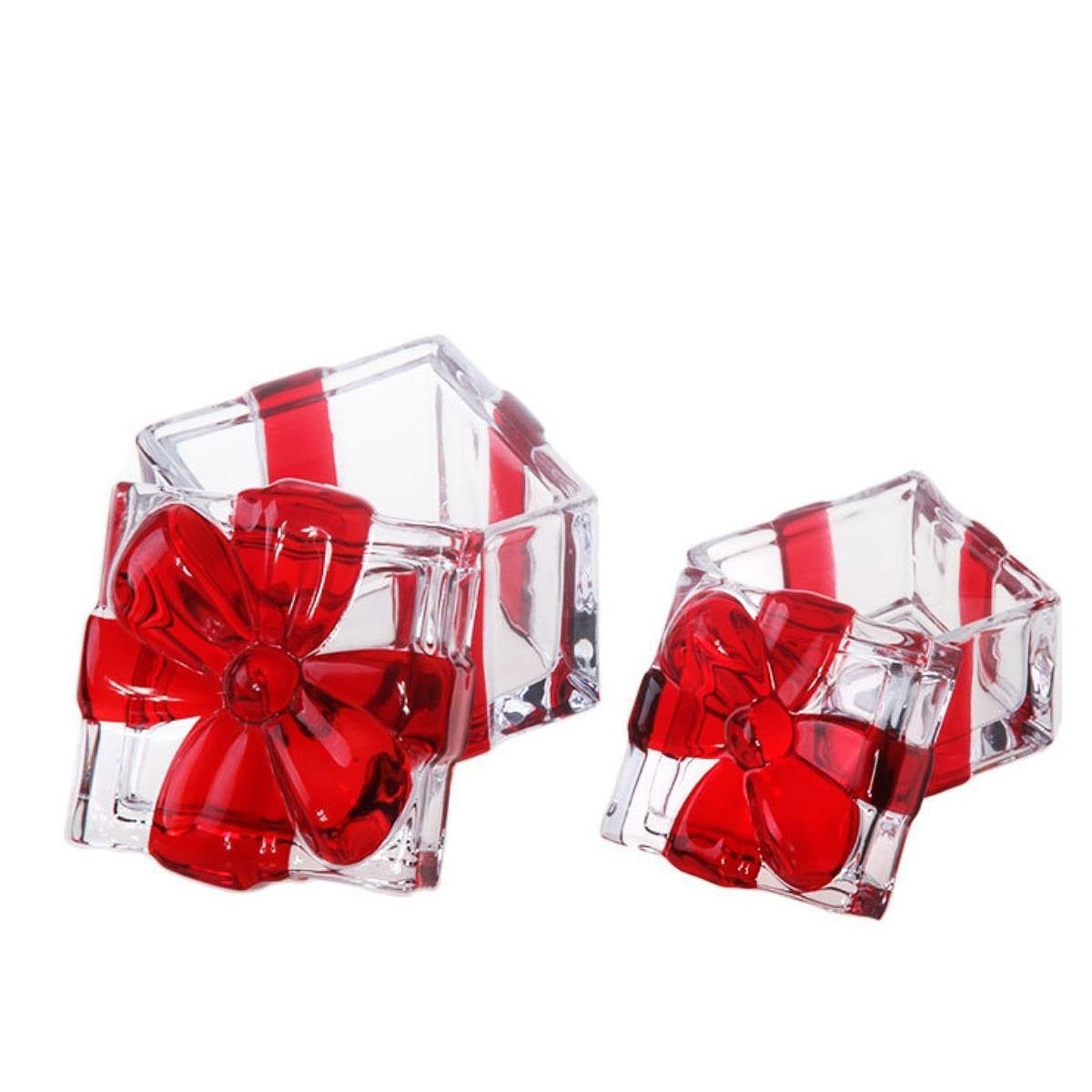 Azucarera de Vidrio con Tapa Recipiente para Caramelos Caja para Bandeja Almacenamiento de Azúcar Diseño Elegante Adecuado para Banquete Hote, Rojo Pequeño, Individual