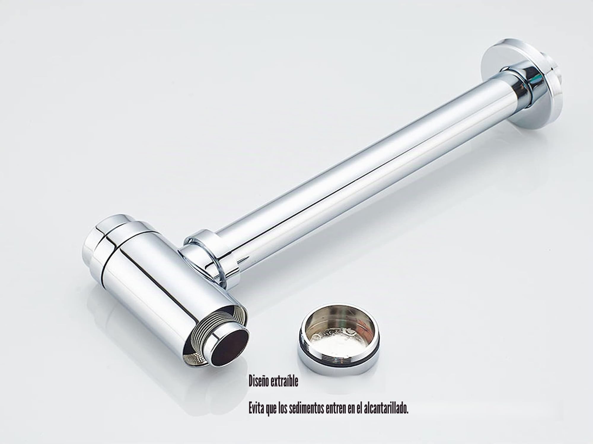 EXLECO Sifones Desagüe de Acero Inoxidable de 1 1/4" Sifón para lavabo Sifón de Tubo Universal Sifón Cromado para Lavabo