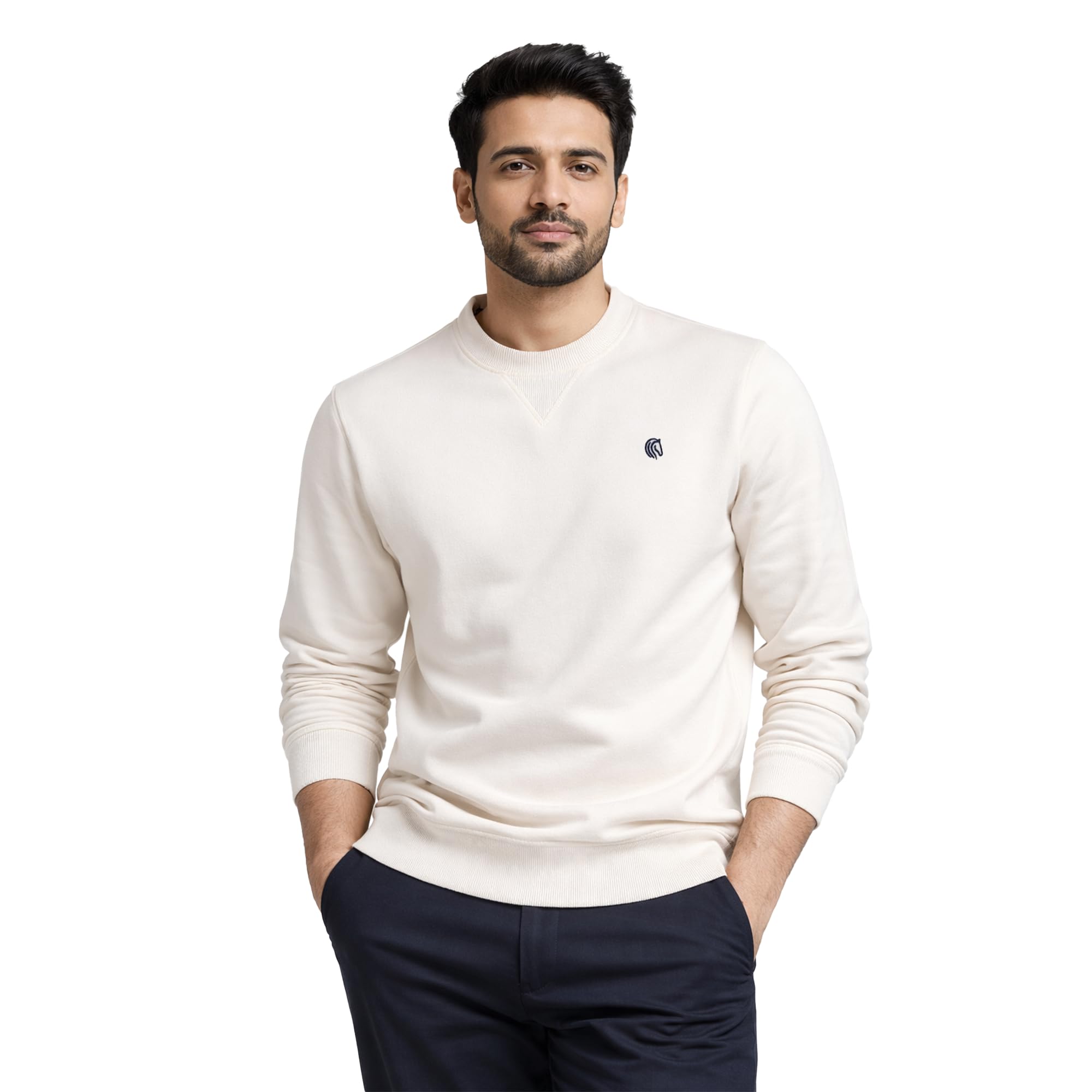 mane and mini Men’s Solid Fleece Crew Neck Sweatshirt, Regular Fit Full Sleeve for Men, Casual Use-picture-29