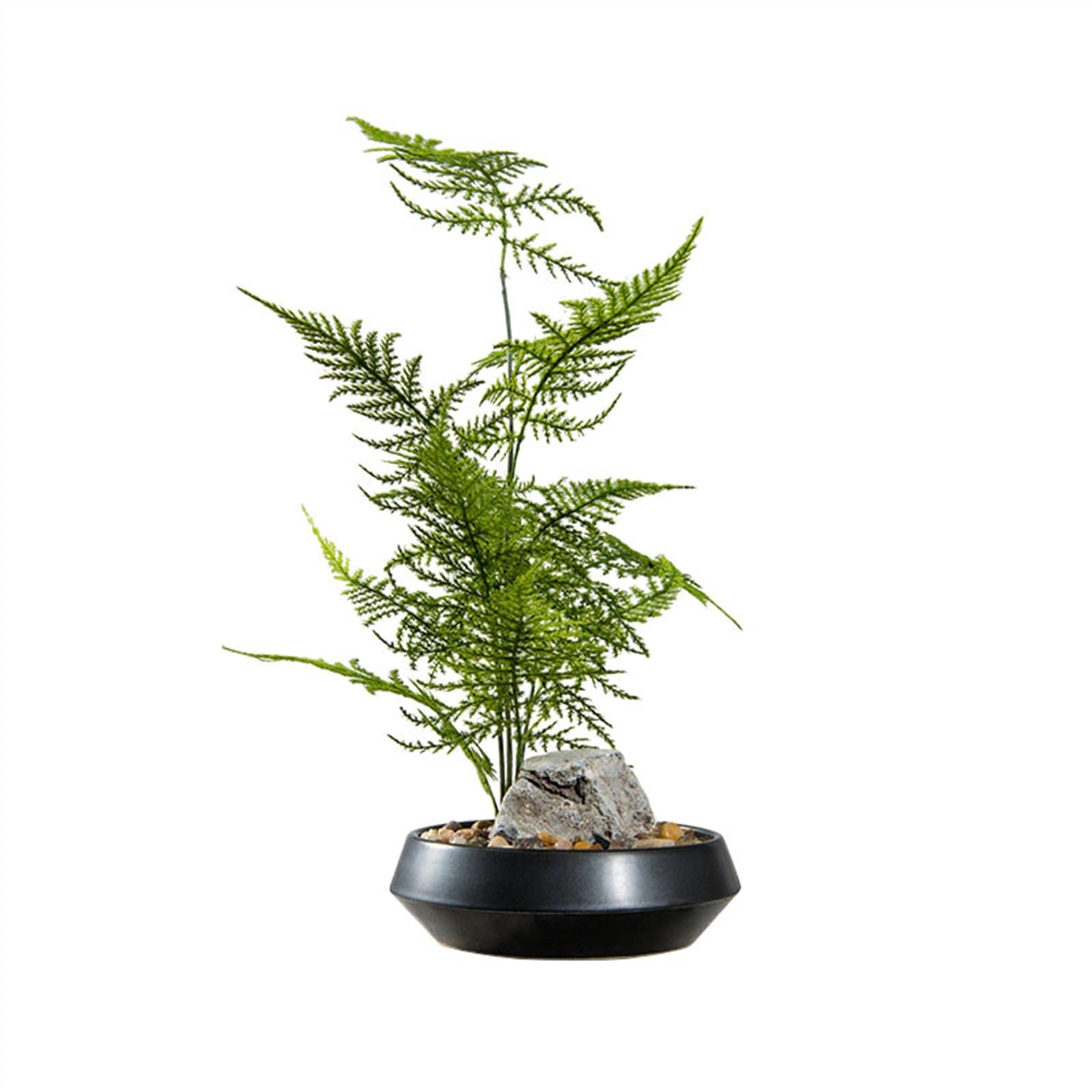 GLJTUO Artificial Trees New Chinese Artificial Bonsai Simulation Green Plant Bonsai Ornaments Living Room Entrance Cabinet Bamboo Plant Pot Plant with Ceramic Pot Simulated Pine