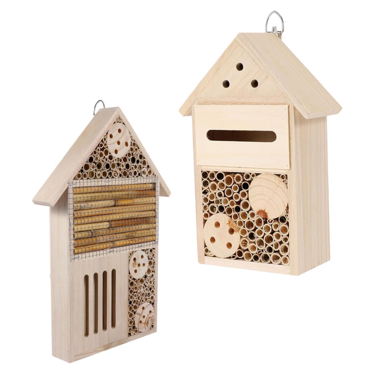 Abaodam 2Stücke Holz Insektenhaus Dekoratives Bienenhotel für Garten Fördert Bienen und Insekten Sicheres und Brutplatz Kreative Gartendekoration
