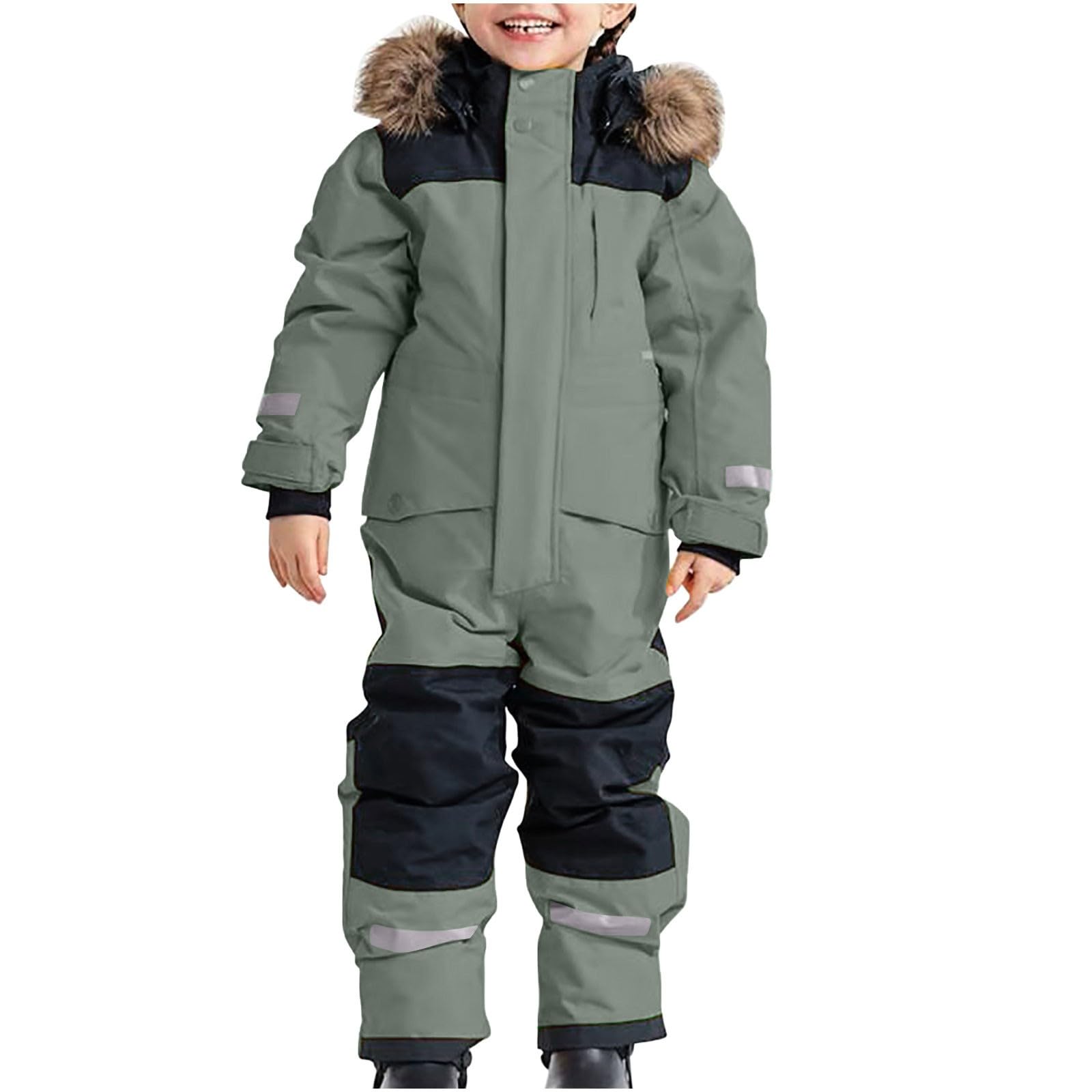 Generisch Tuta da neve per bambini e ragazzi, termica, invernale, calda, da neve, antivento, con tuta rimovibile in softshell