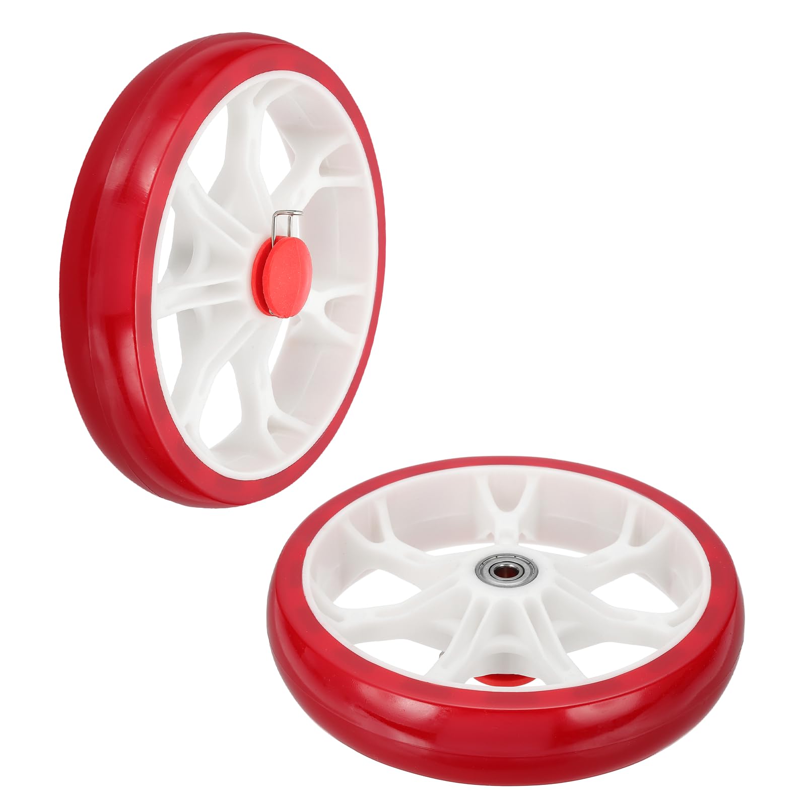 QUARKZMAN 6.7 Pollici Diam Ruote Carrello Della Spesa Sostituzione 2 Pezzi Pesante PU Universale Ruota Carrello Riparazione Per Carrelli Spesa Supermercato Bidone Della Spazzatura, Rosso